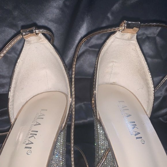 LALA IKAI Rose Gold Wrap Sandals Bling 43 - Picture 9 of 9